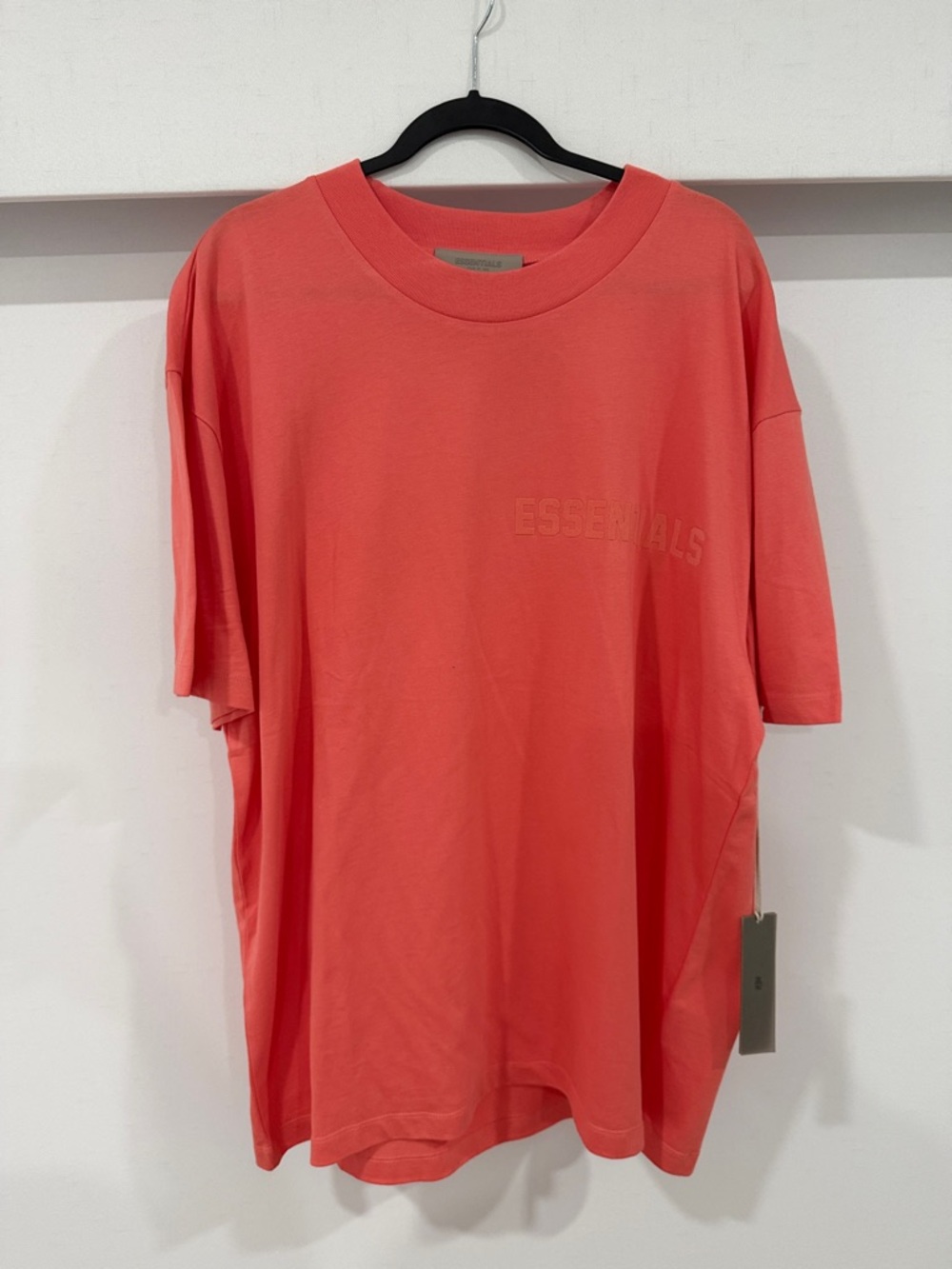 Essentials Coral Crewneck T-Shirt with Embossed Logo